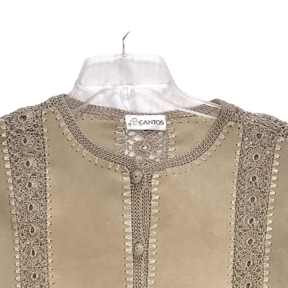 🌻 Gantos Suede leather & Crochet Vintage style jacket. GUC Size medium - Picture 4 of 6